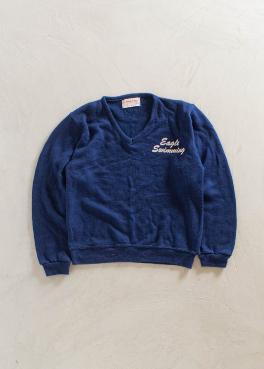 1970s Creslan And Rayon Eagle Swimming Pullover Sweater Size XS/S