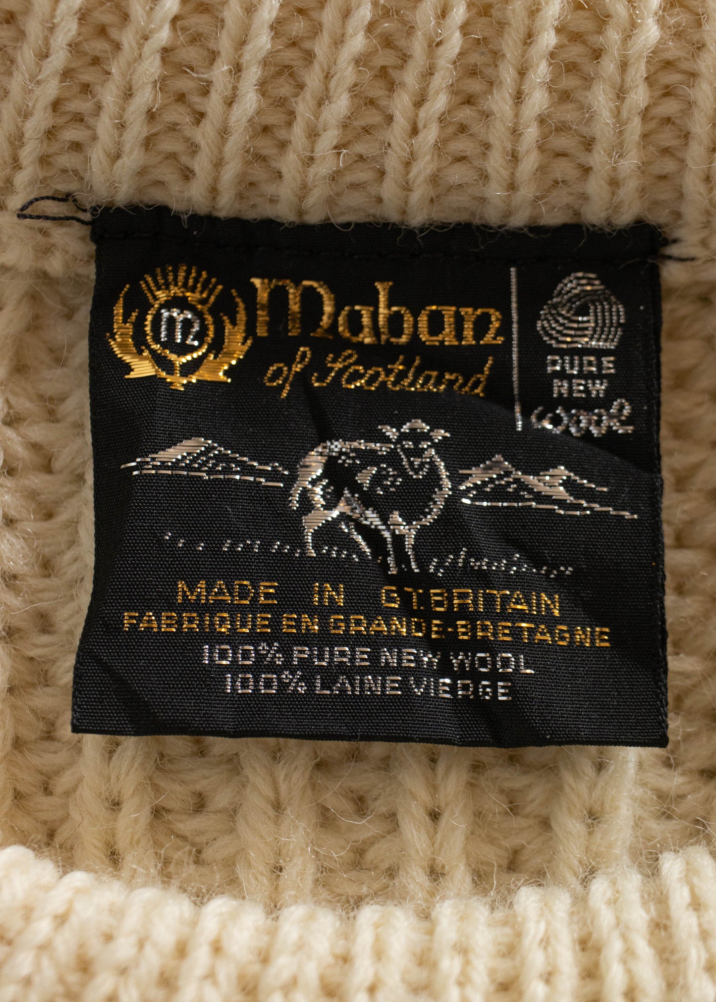1980s Maban of Scotland Wool Fisherman Sweater Size M/L