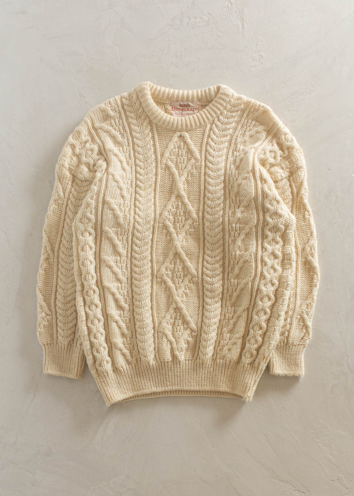 1980s Irish Homecraft Cable Knit Wool Fisherman Sweater Size M/L