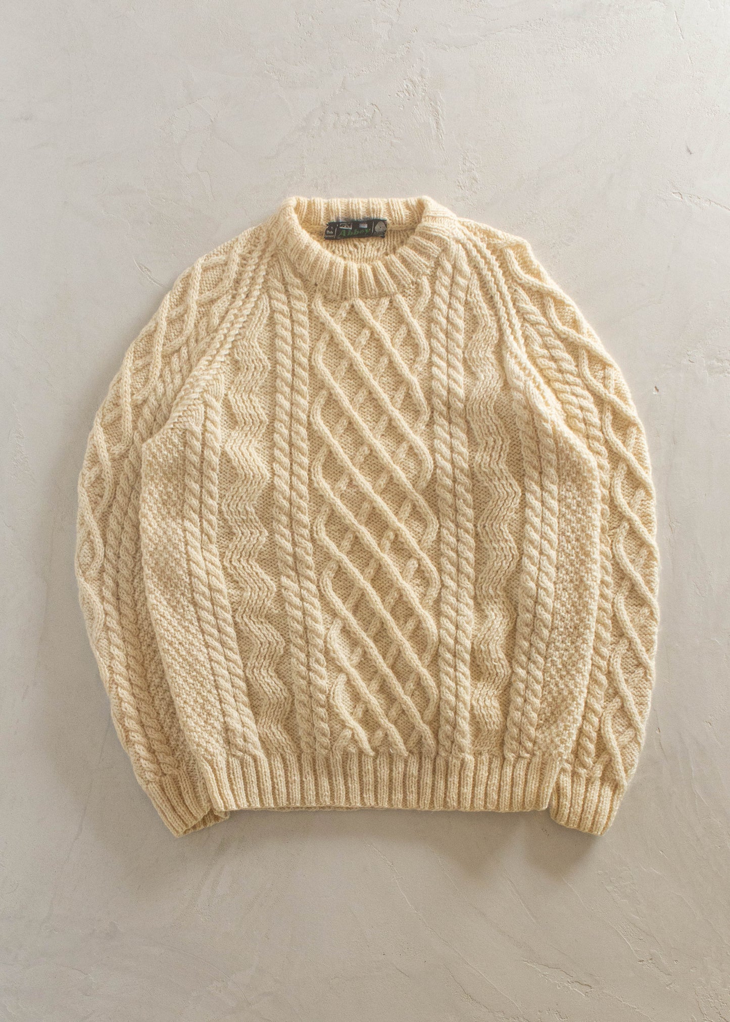 1980s Abbey Knitwear Cable Knit Wool Fisherman Sweater Size M/L