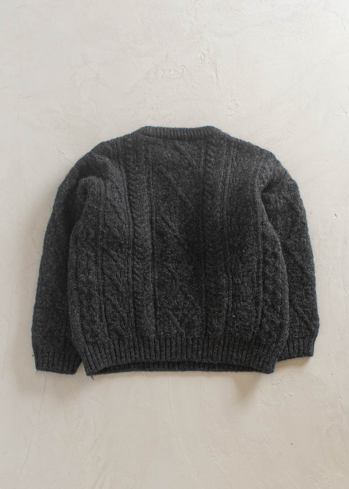 1980s British Wool Cableknit Wool Sweater Size S/M