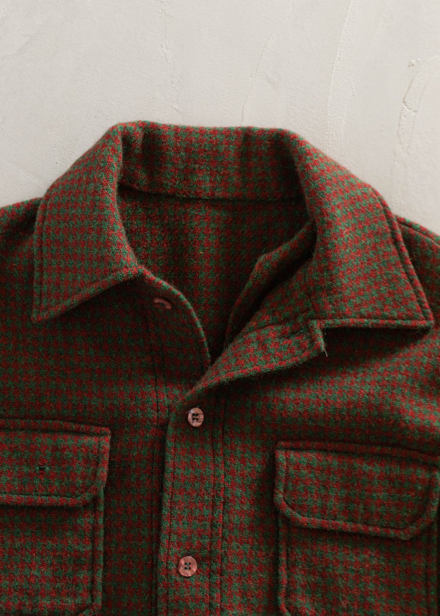 1980s Wool Handmade Flannel Button Up Shirt Size M/L