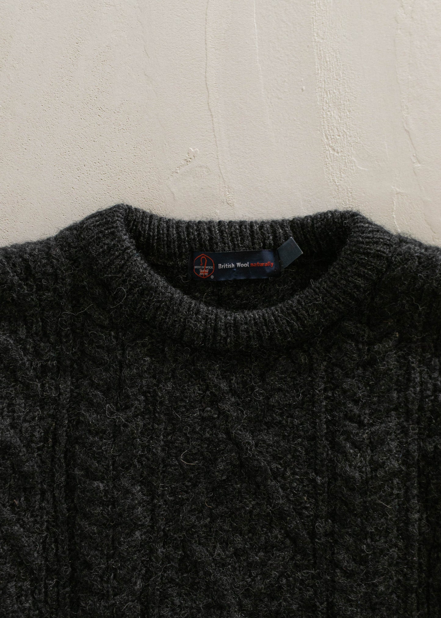1980s British Wool Cableknit Wool Sweater Size S/M