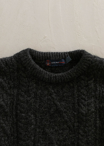 1980s British Wool Cableknit Wool Sweater Size S/M
