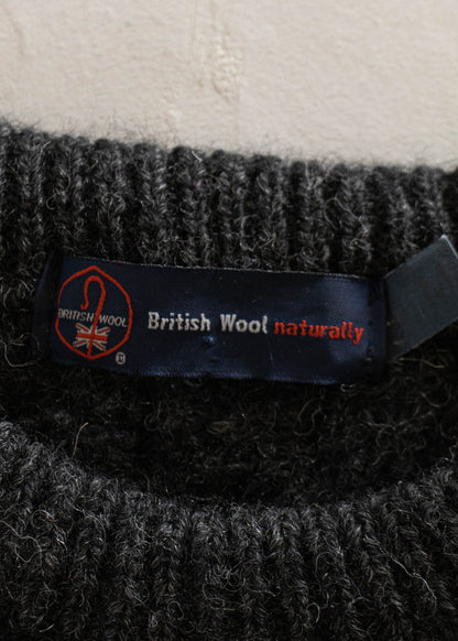 1980s British Wool Cableknit Wool Sweater Size S/M