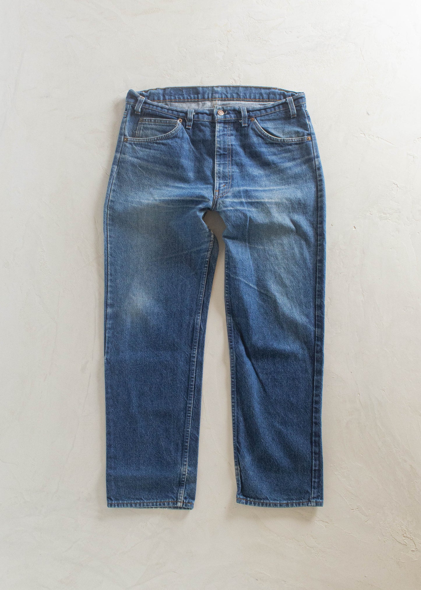 1980s Levi's 505 Orange Tab Darkwash Jeans Size Women's 32 Men's 34