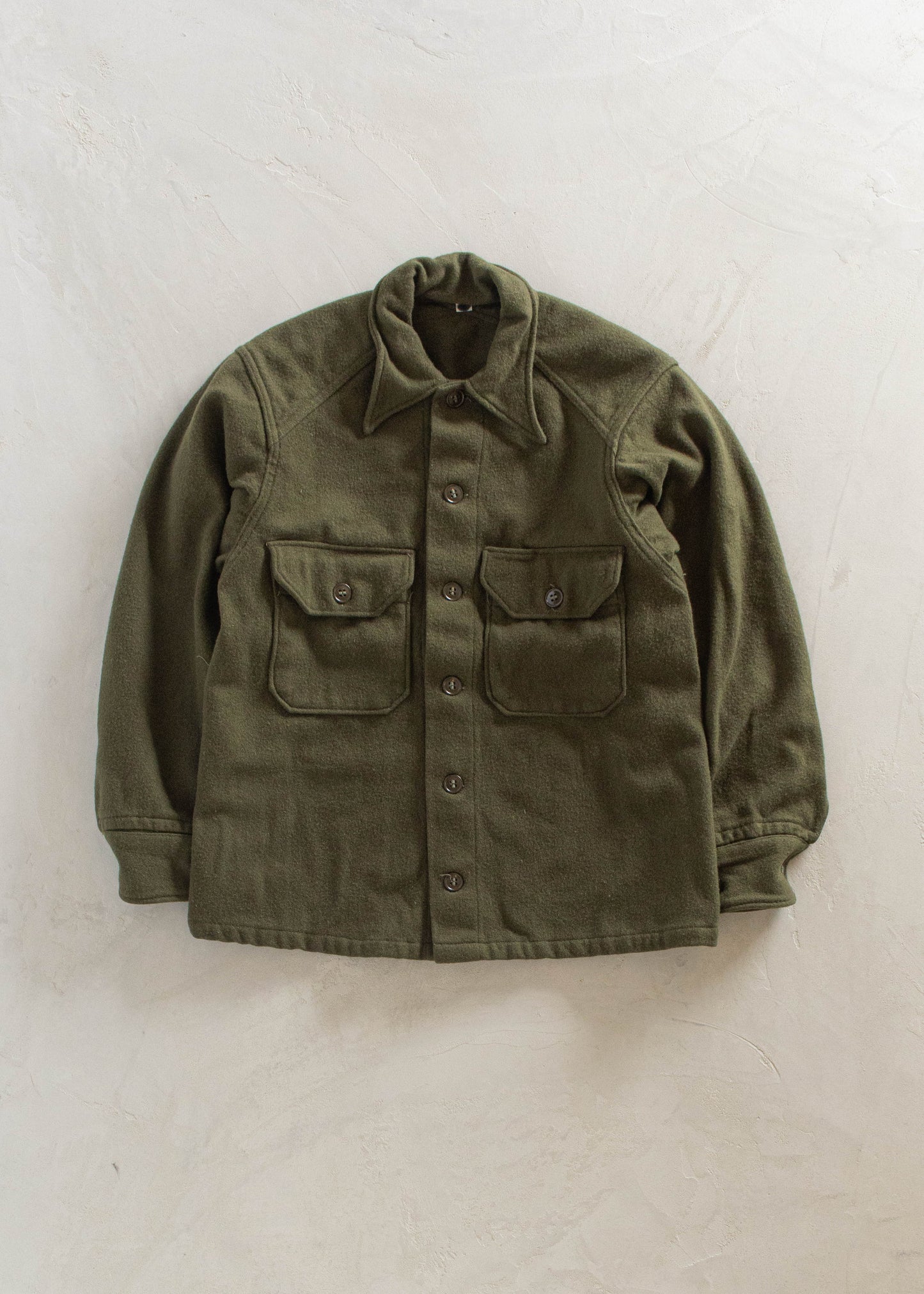 1980s Military Wool Button Up Shirt Size S/M