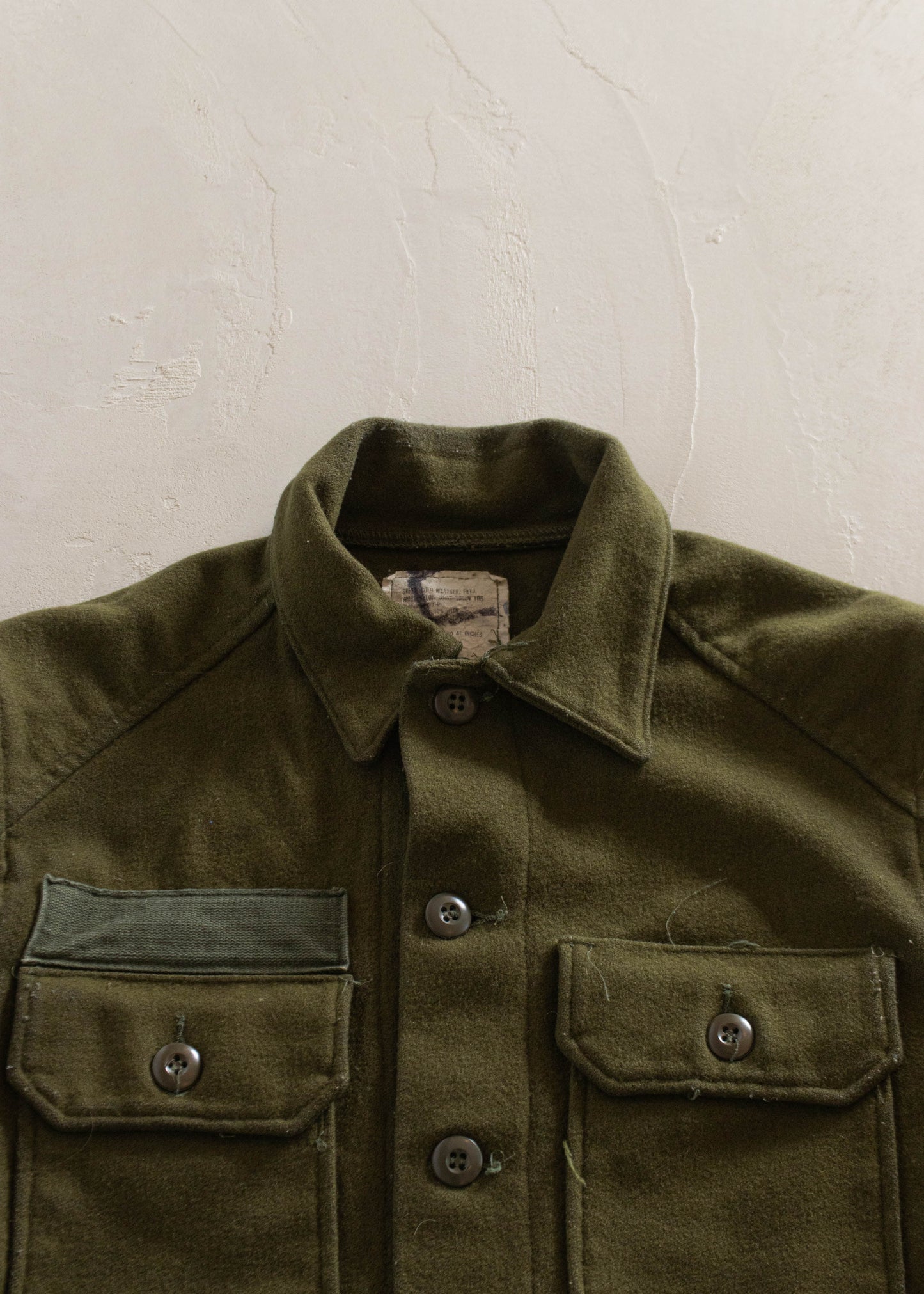 1980s Military OG 108 Wool Button Up Shirt Size M/L