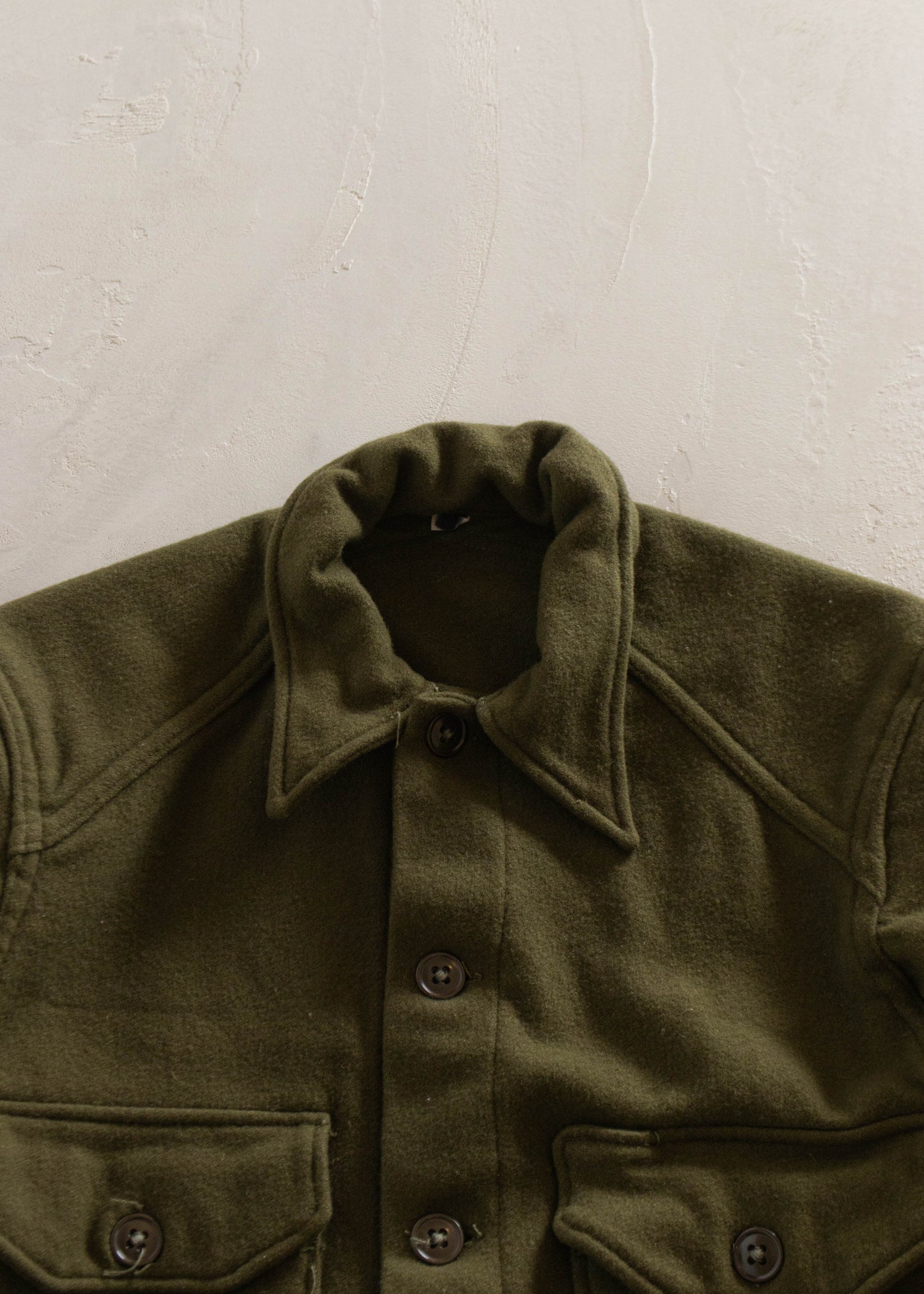 1980s Military OG 108 Wool Button Up Shirt Size S/M