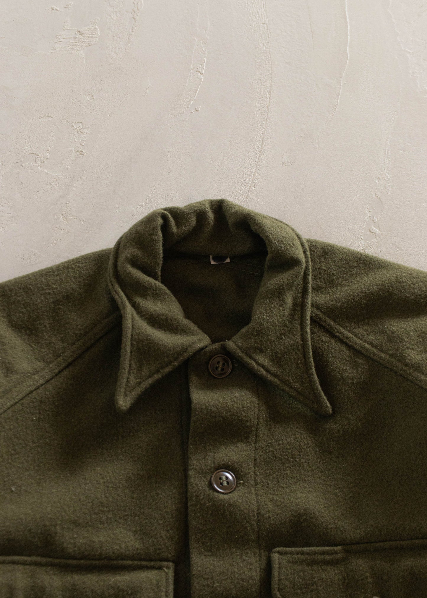 1980s Military Wool Button Up Shirt Size S/M