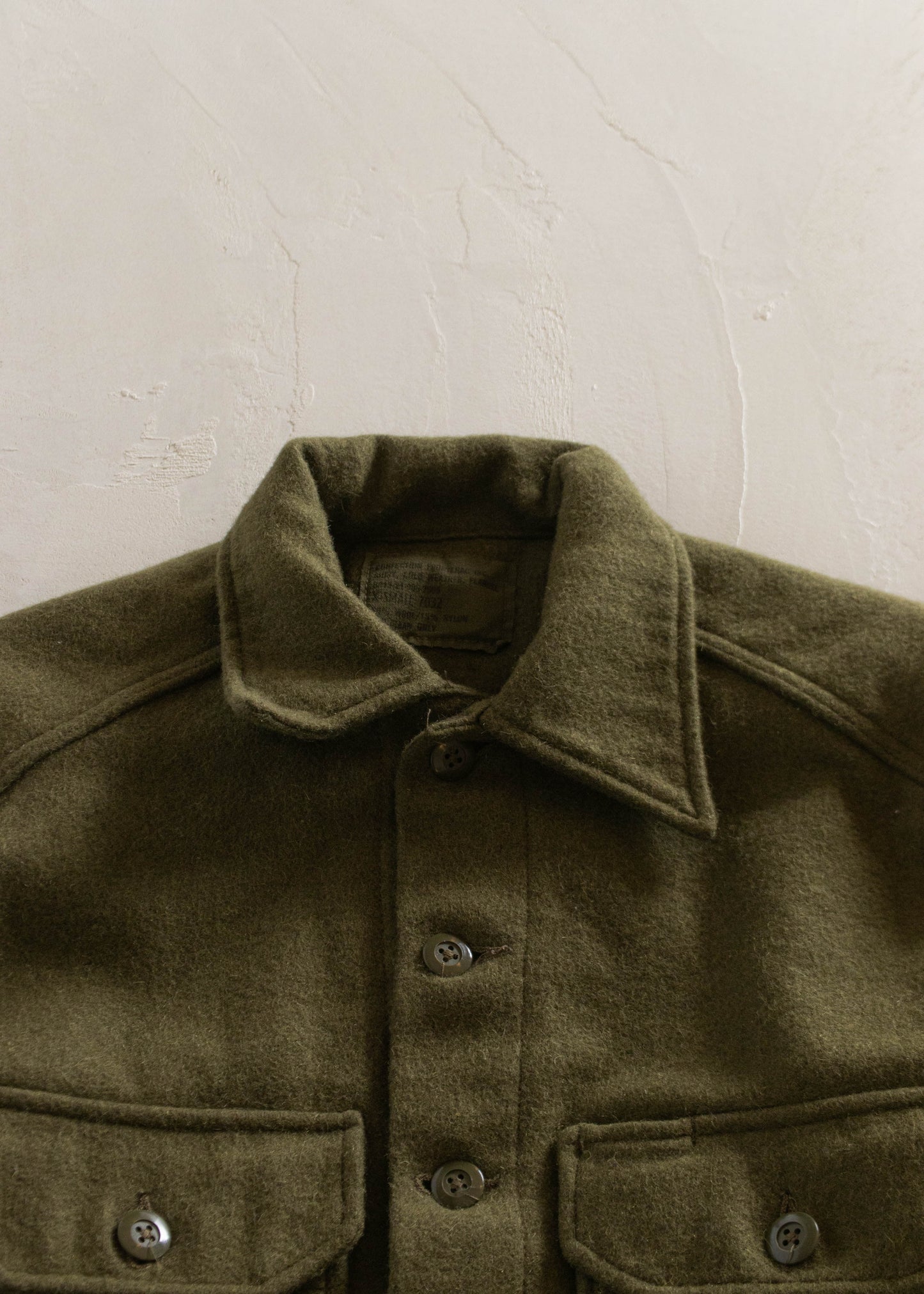 1980s Military Wool Button Up Shirt Size S/M